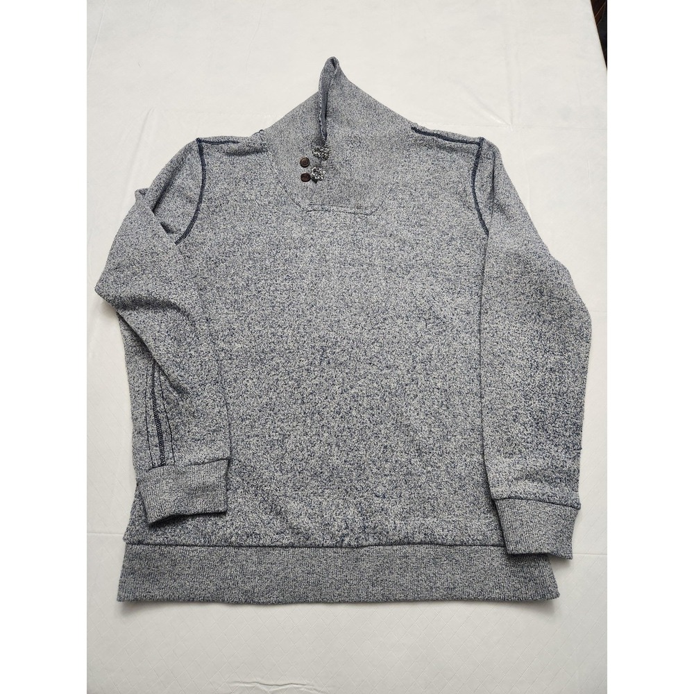 Surfside Supply Sweater Mens Large Blue Marled High‎ Neck Button Knit Pullover